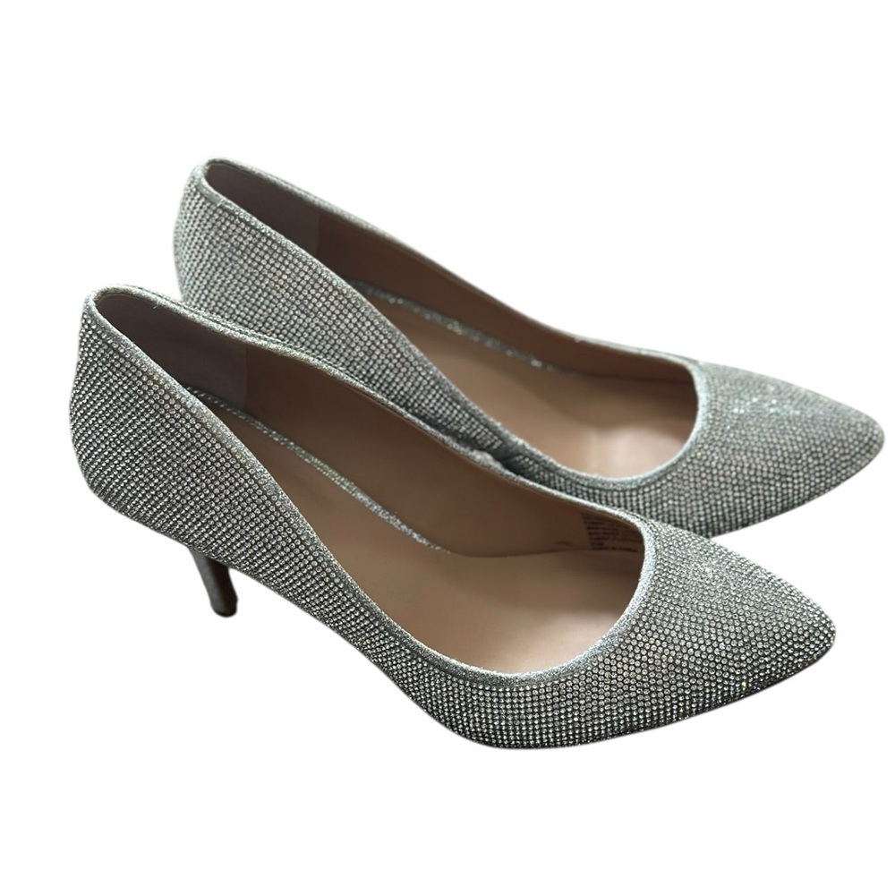 INC International Concepts Zitah Silver Crystals Pointed Toe Pumps Heels US 8.5 - Picture 6 of 10